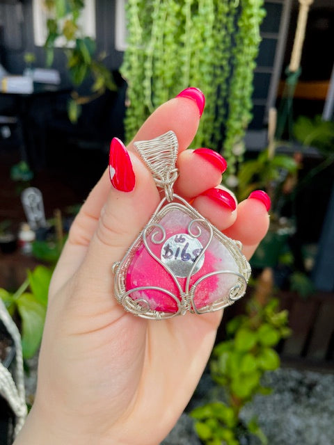 Pink Dyed Agate Heart Pendant