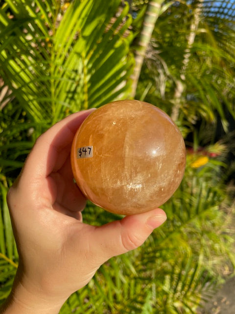 Honey Calcite Crystal Sphere