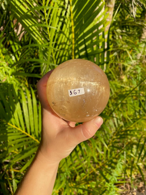 Honey Calcite Crystal Sphere