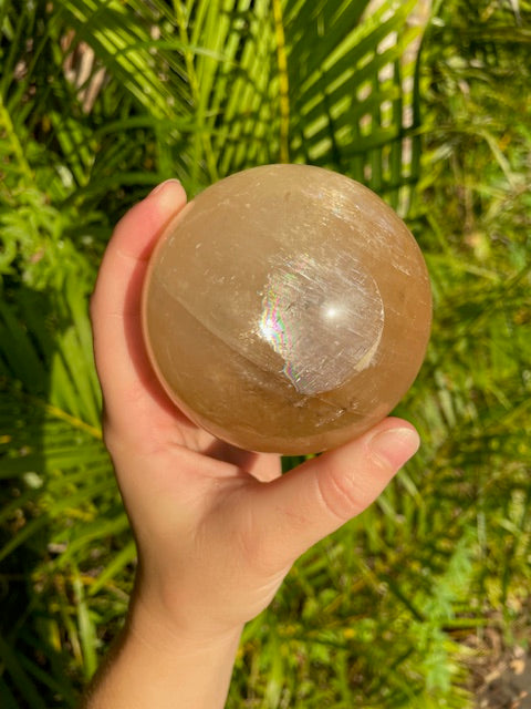 Honey Calcite Crystal Sphere