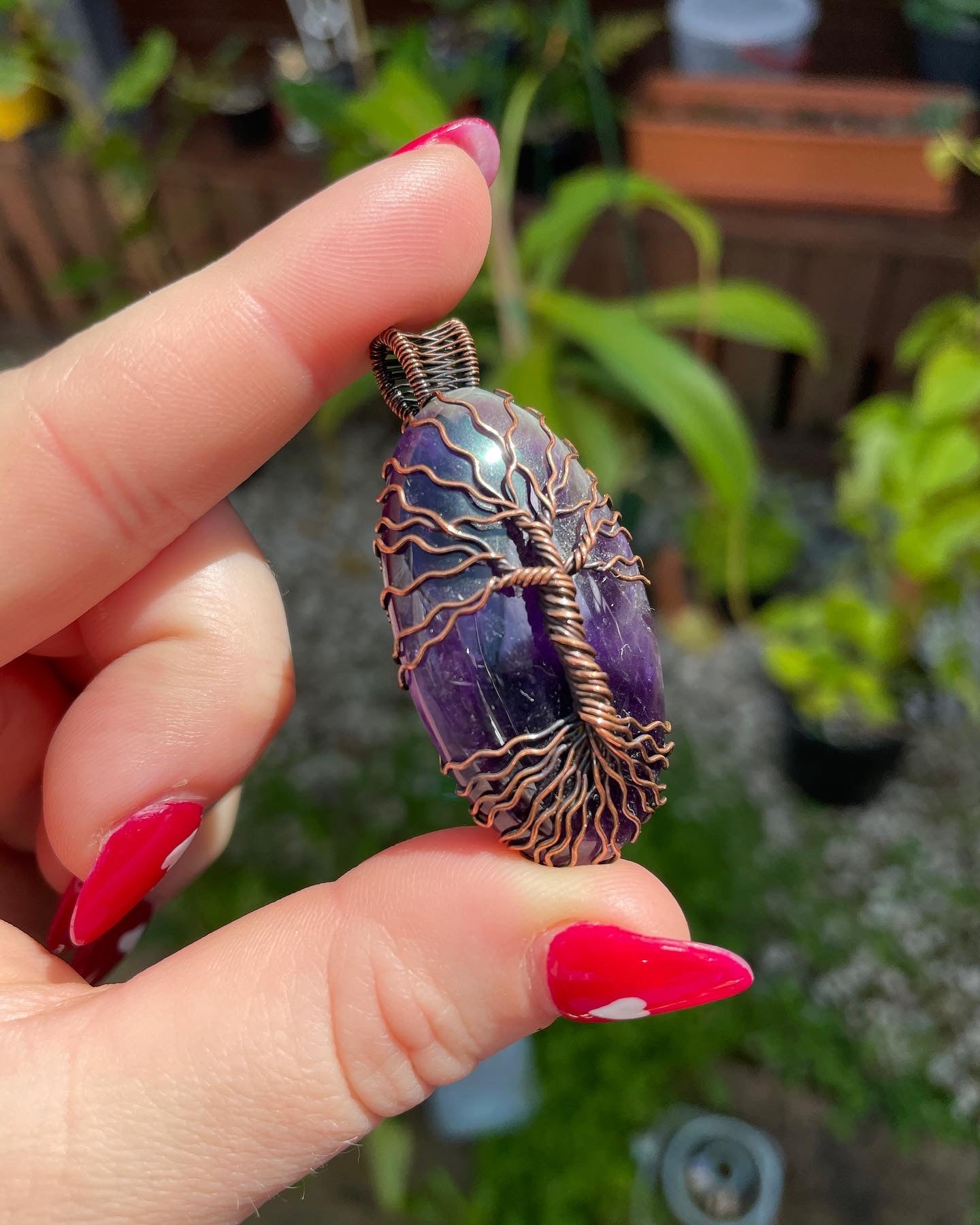 Amethyst Tree Wire-Wrapped Pendant